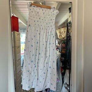 H&M White Dress with Blue Floral Accents